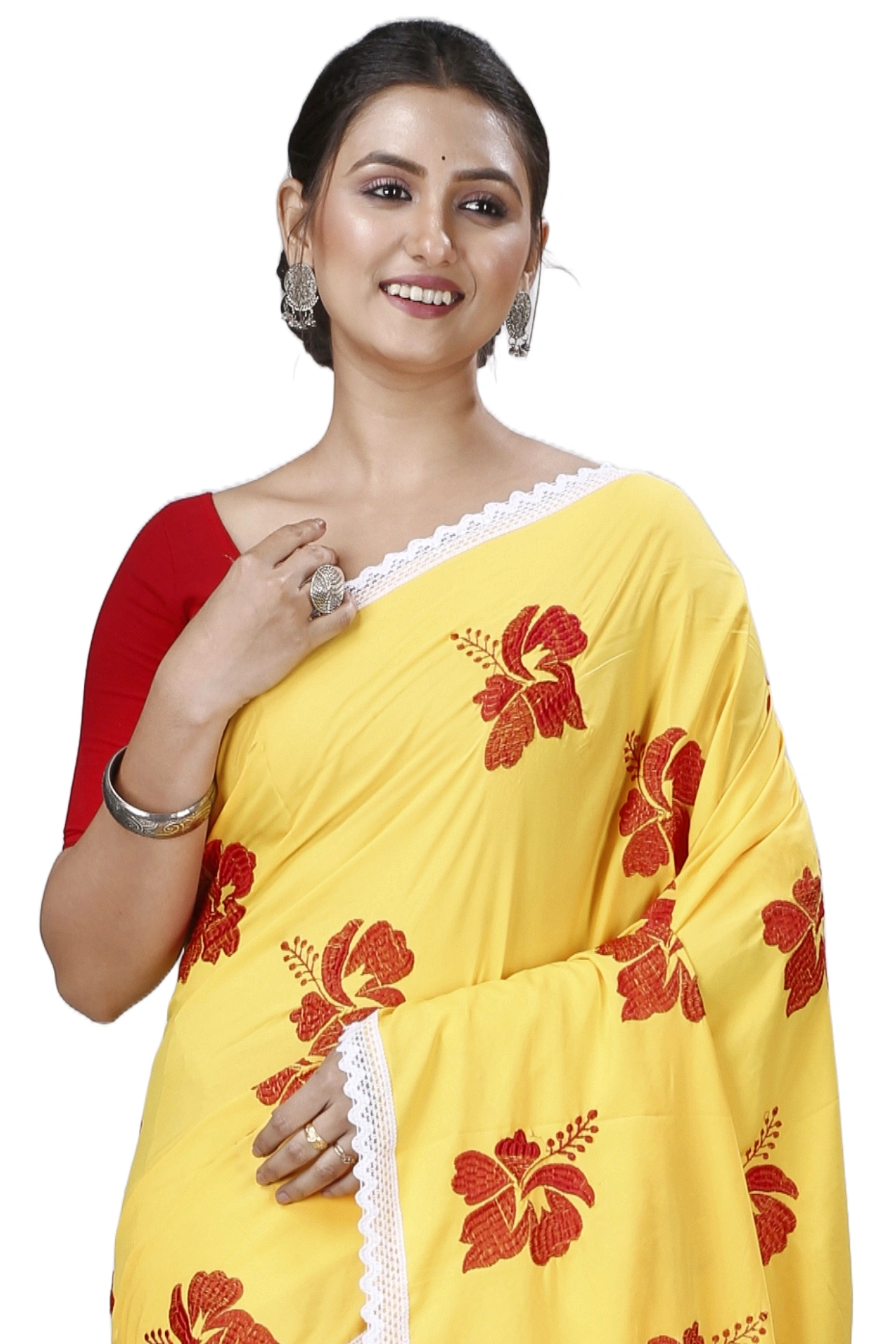 Yellow Red Pure Cotton Teru Hand Loom Saree (1260)