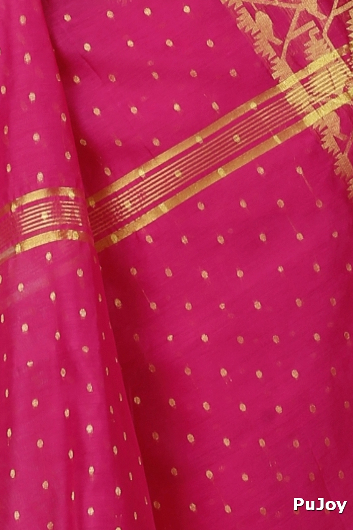 Pink Blended Cotton Temo Hand Loom Saree (1263)