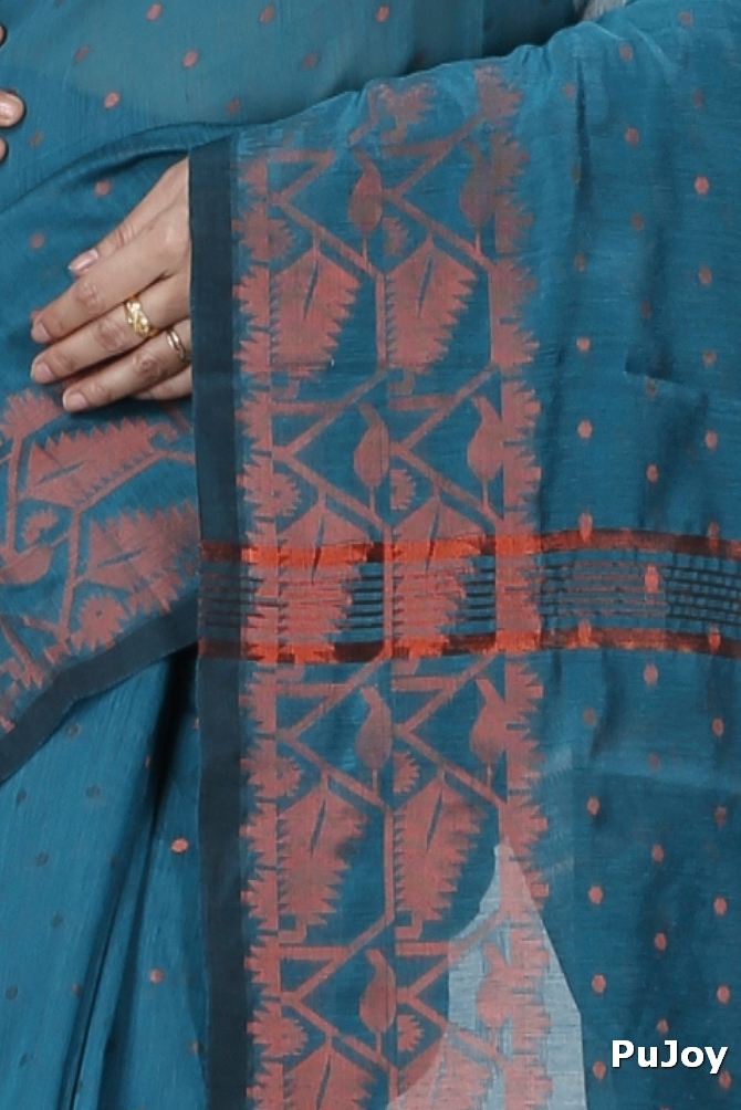 Botel Green Blended Cotton Temo Hand Loom Saree (1265)