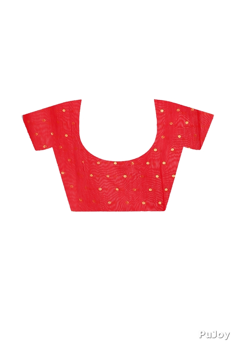 Red Blended Cotton Temo Hand Loom Saree (1267)