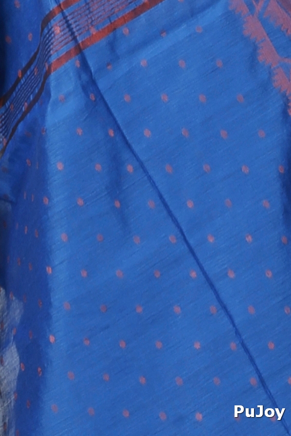 Blue Blended Cotton Temo Hand Loom Saree (1268)