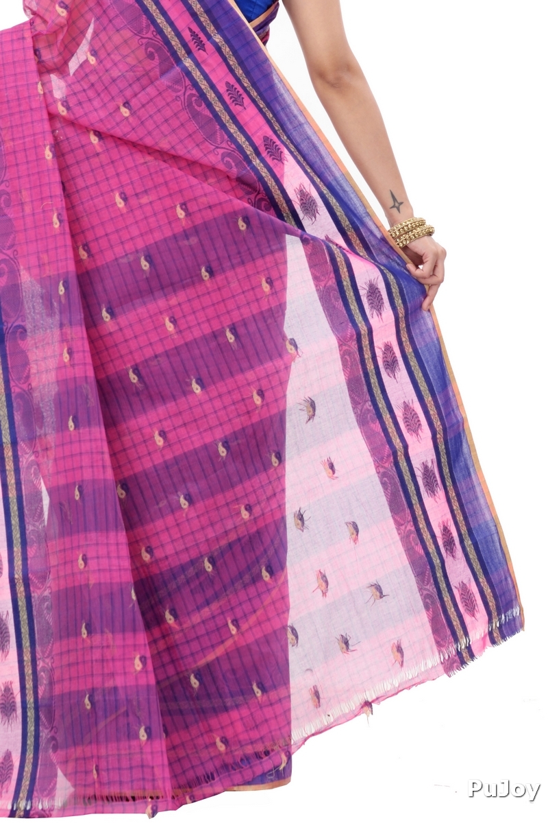Pink Pure Cotton ChakButi Tant Saree (127)