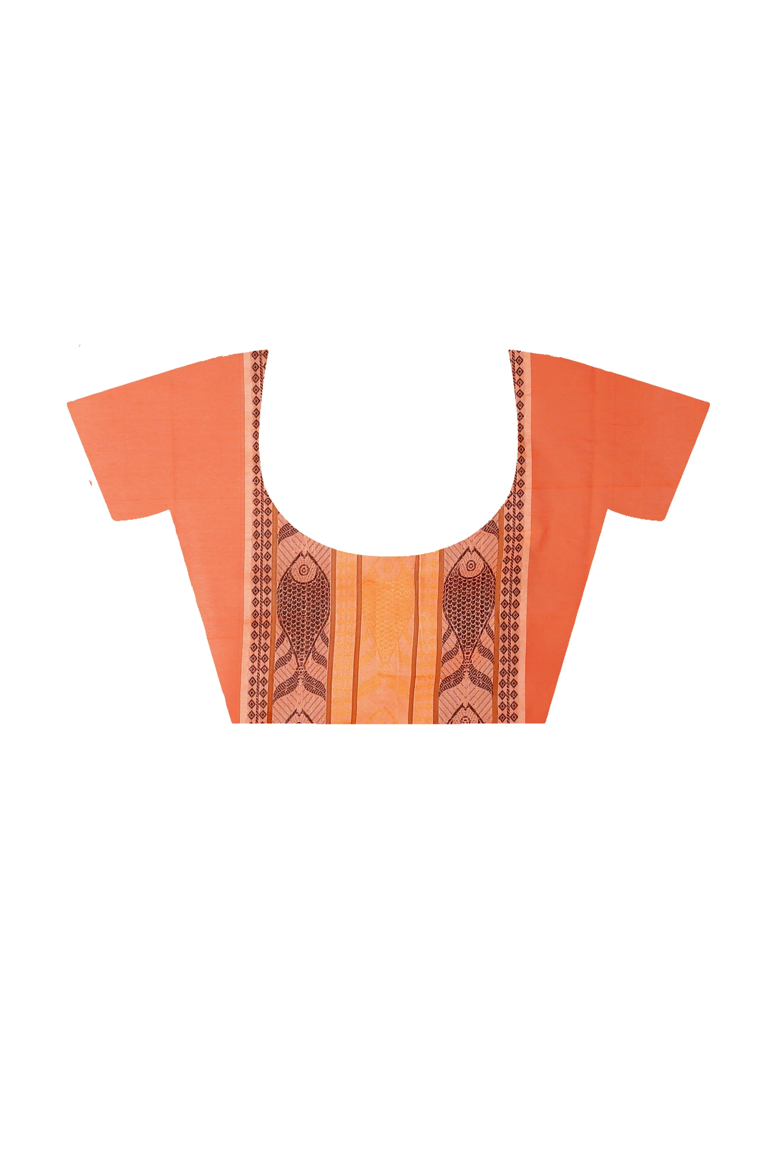 Pink Orange Pure Cotton Marine Hand Loom Saree (1278)