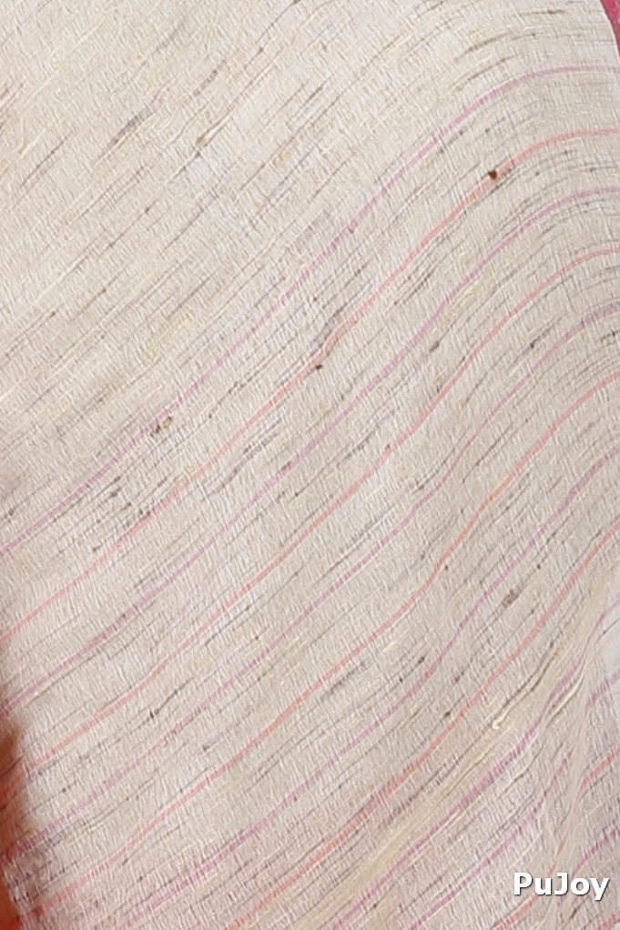 Orange White Pure Cotton Kusu Hand Loom Saree (1281)