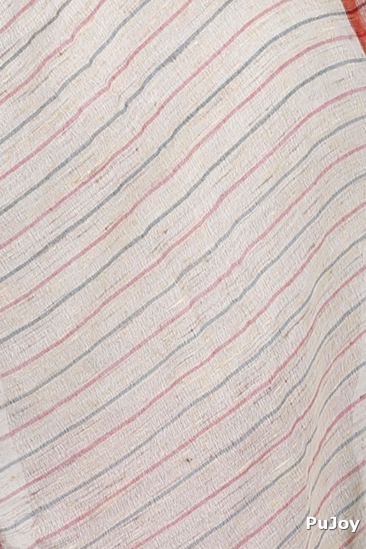 Red White Pure Cotton Kusu Hand Loom Saree (1282)