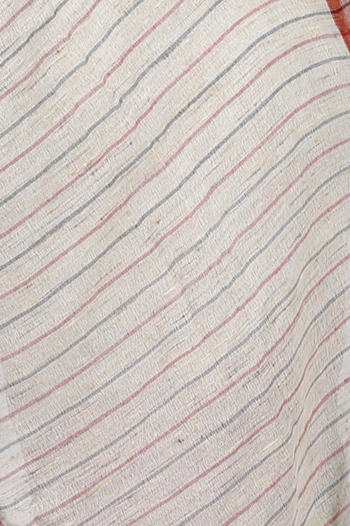 Red White Pure Cotton Kusu Hand Loom Saree (1282)