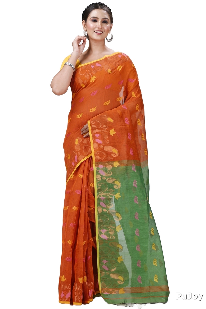 Brown Blended Cotton Banu Hand Loom Saree (1283)