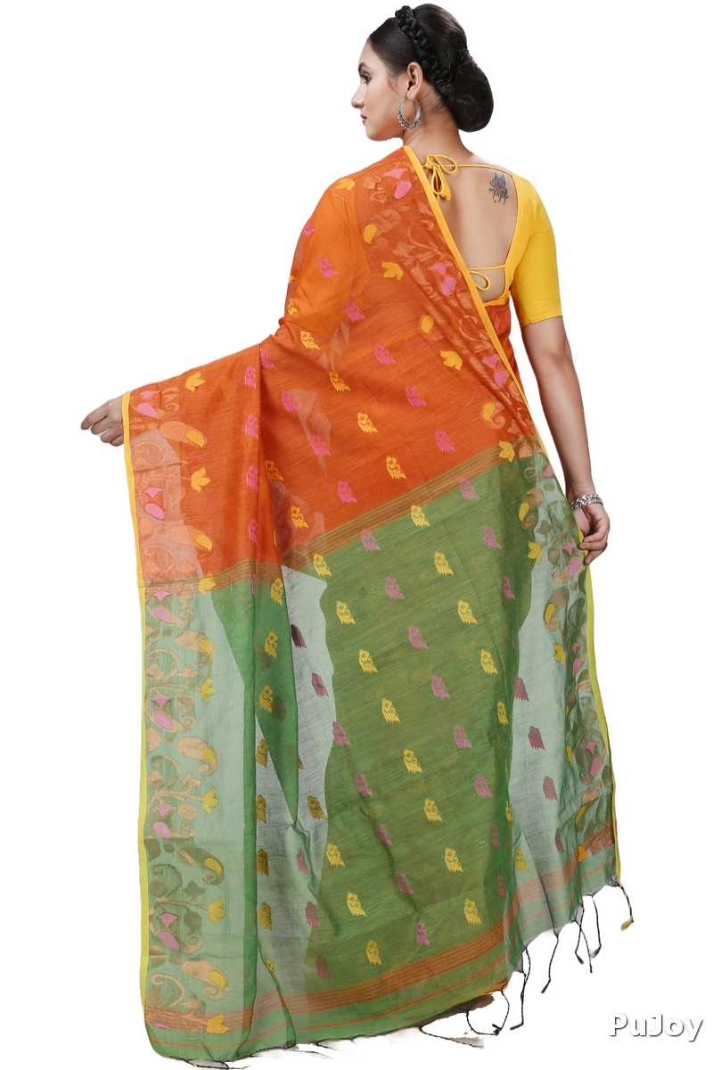 Brown Blended Cotton Banu Hand Loom Saree (1283)