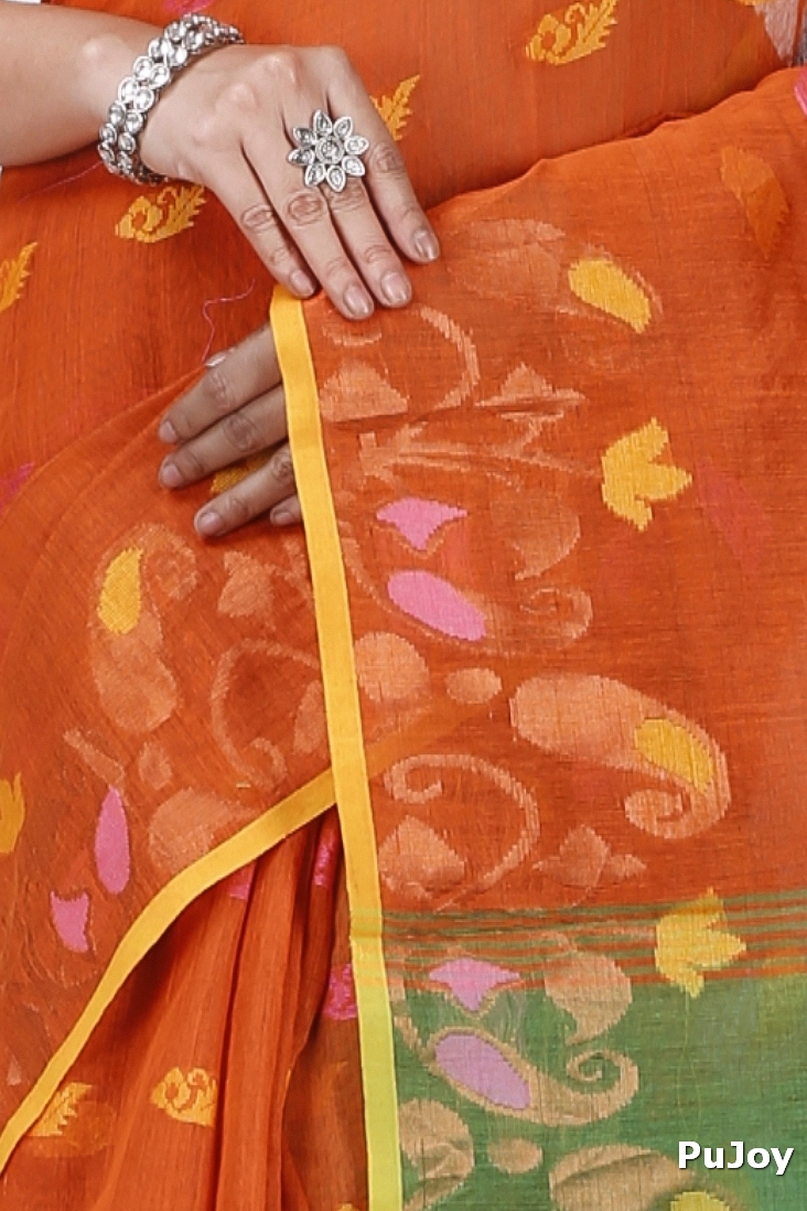 Brown Blended Cotton Banu Hand Loom Saree (1283)