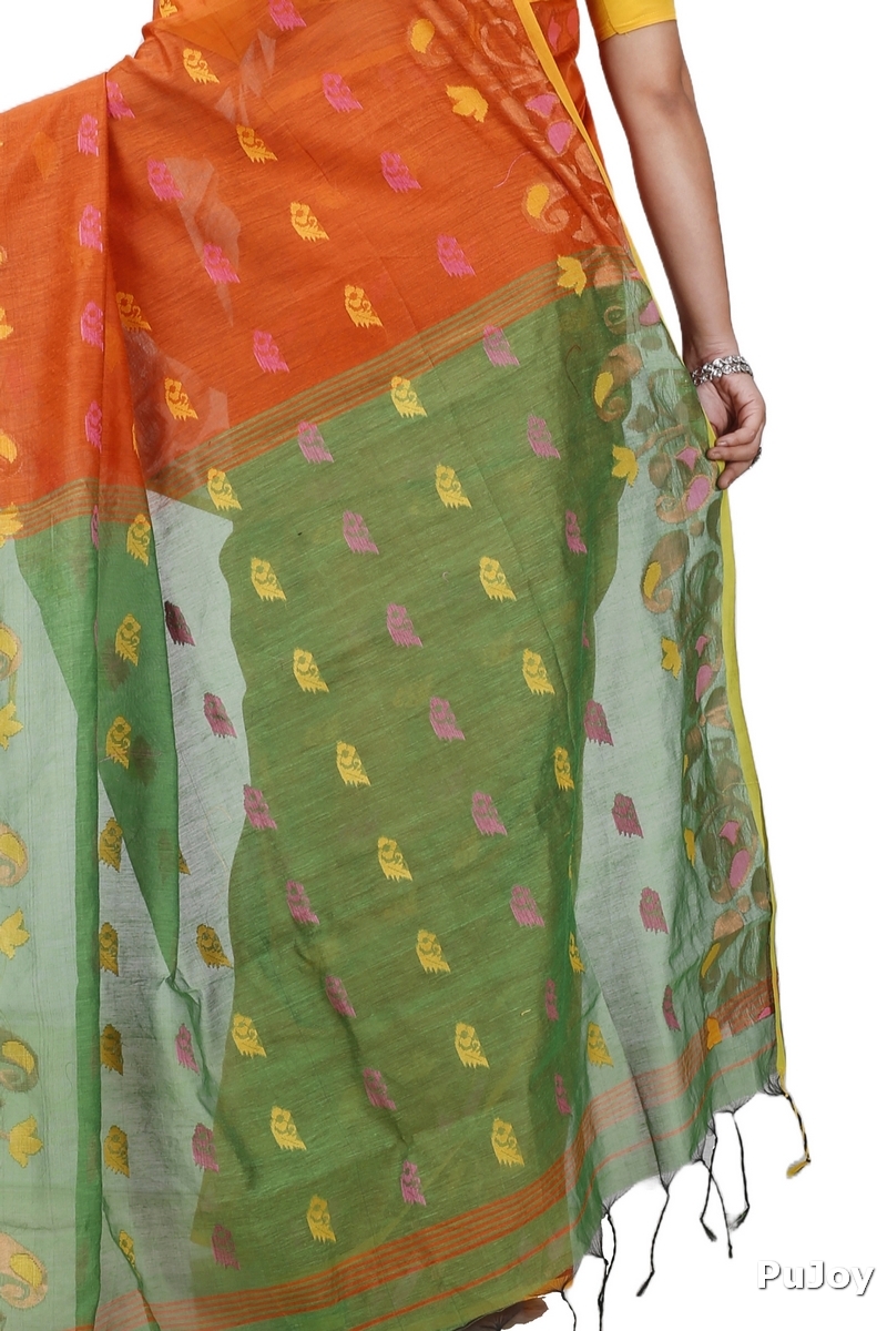 Brown Blended Cotton Banu Hand Loom Saree (1283)