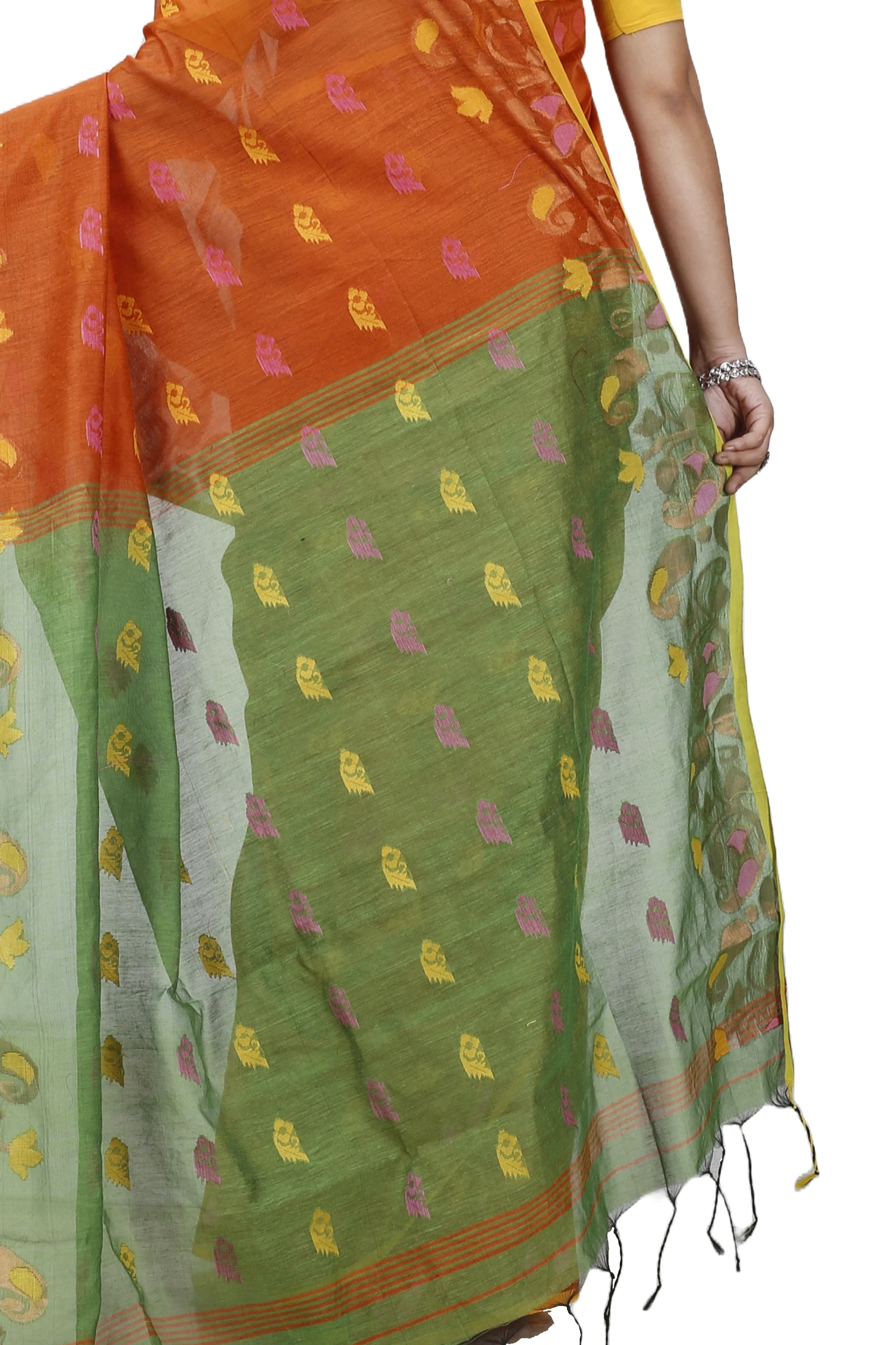 Brown Blended Cotton Banu Hand Loom Saree (1283)