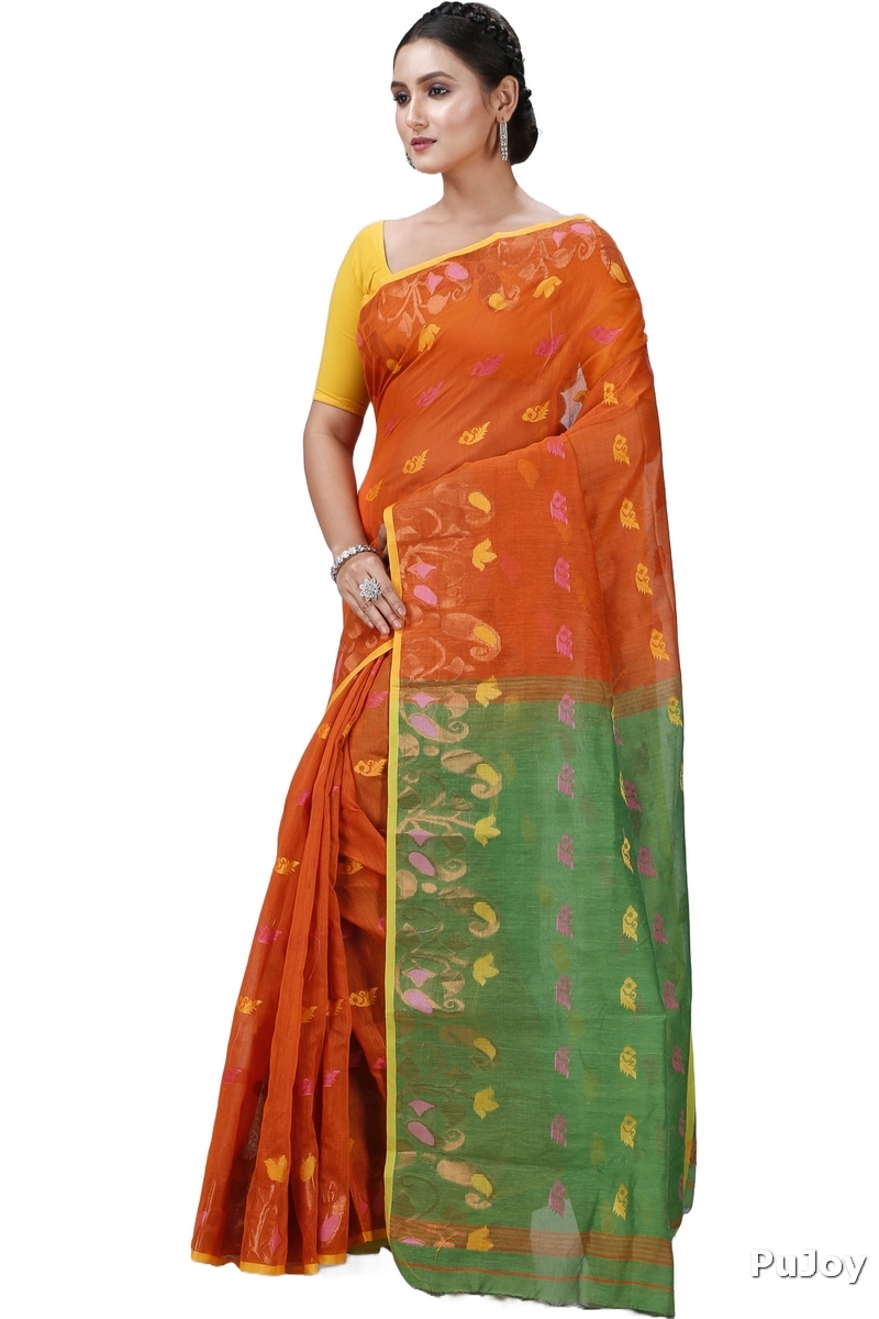 Brown Blended Cotton Banu Hand Loom Saree (1283)