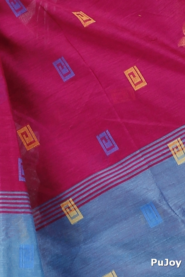 Parpel Blue Blended Cotton Banu Hand Loom Saree (1284)