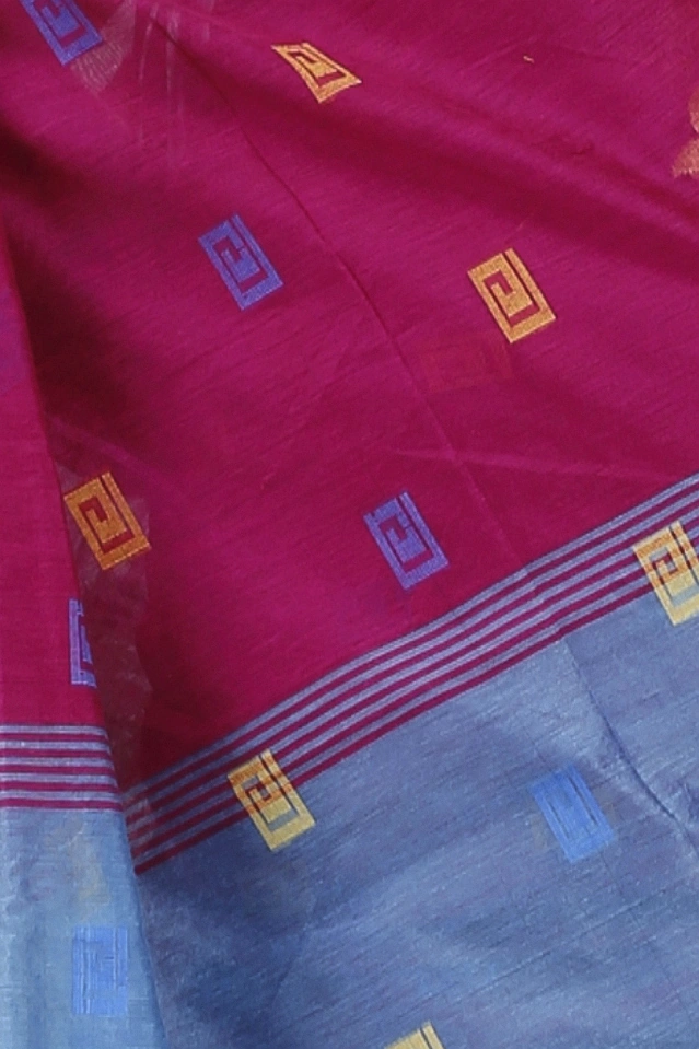 Parpel Blue Blended Cotton Banu Hand Loom Saree (1284)