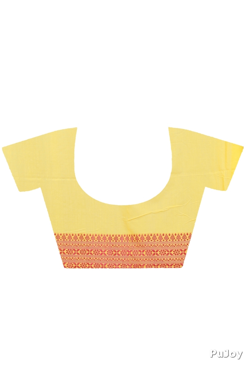 Yellow Red Pure Cotton Begompuri_Hand Hand Loom Saree (1287)