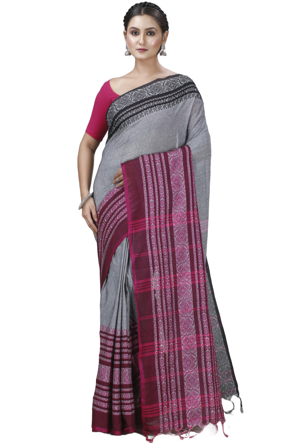 Black Rani Pure Cotton Begompuri_Hand Hand Loom Saree (1288)