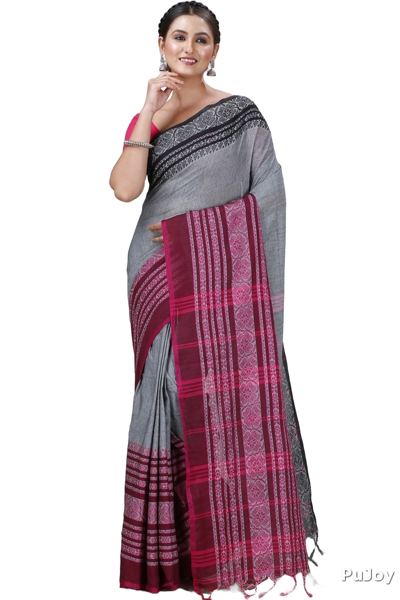 Black Rani Pure Cotton Begompuri_Hand Hand Loom Saree (1288)