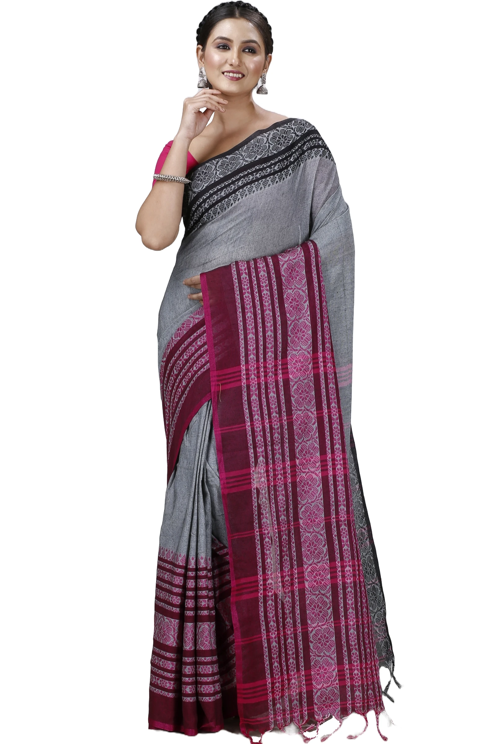 Black Rani Pure Cotton Begompuri_Hand Hand Loom Saree (1288)