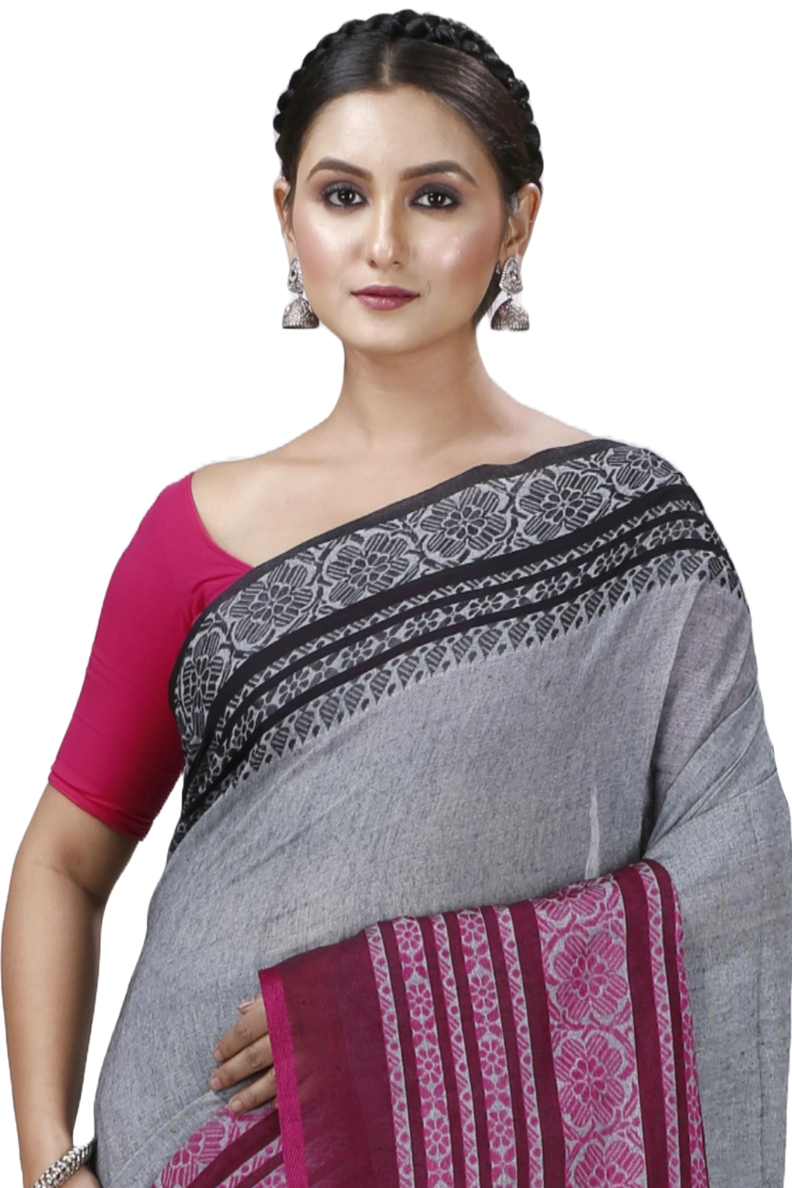 Black Rani Pure Cotton Begompuri_Hand Hand Loom Saree (1288)