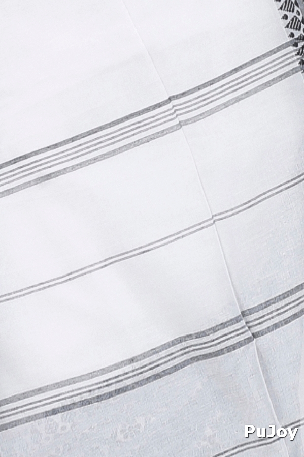 Black White Pure Cotton Begompuri_Hand Hand Loom Saree (1290)