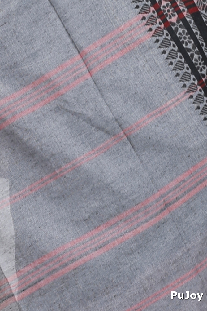 Grey Black Pure Cotton Begompuri_Hand Hand Loom Saree (1291)