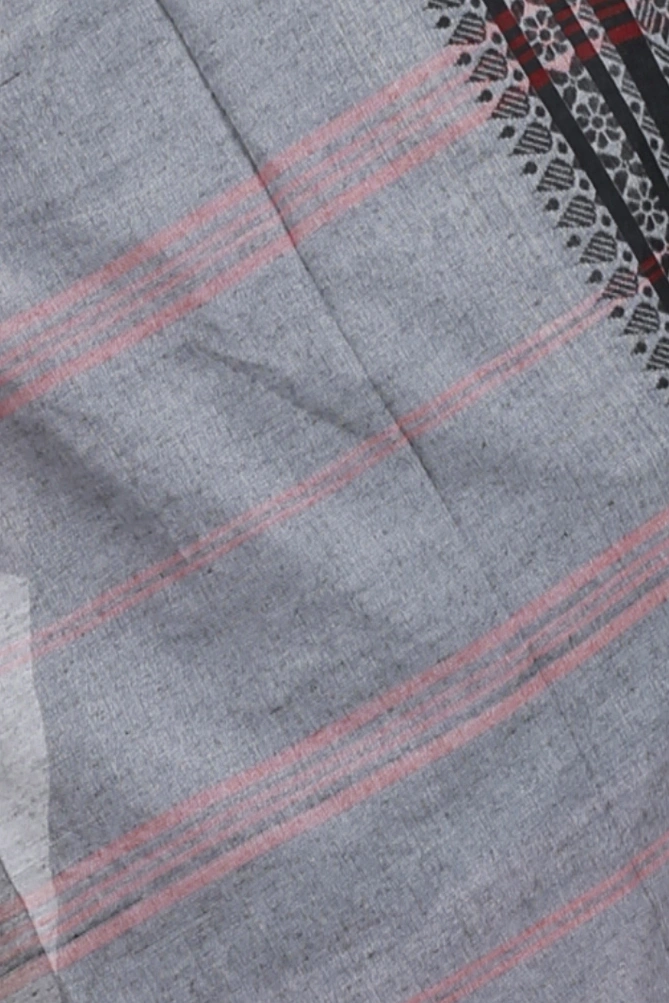 Grey Black Pure Cotton Begompuri_Hand Hand Loom Saree (1291)