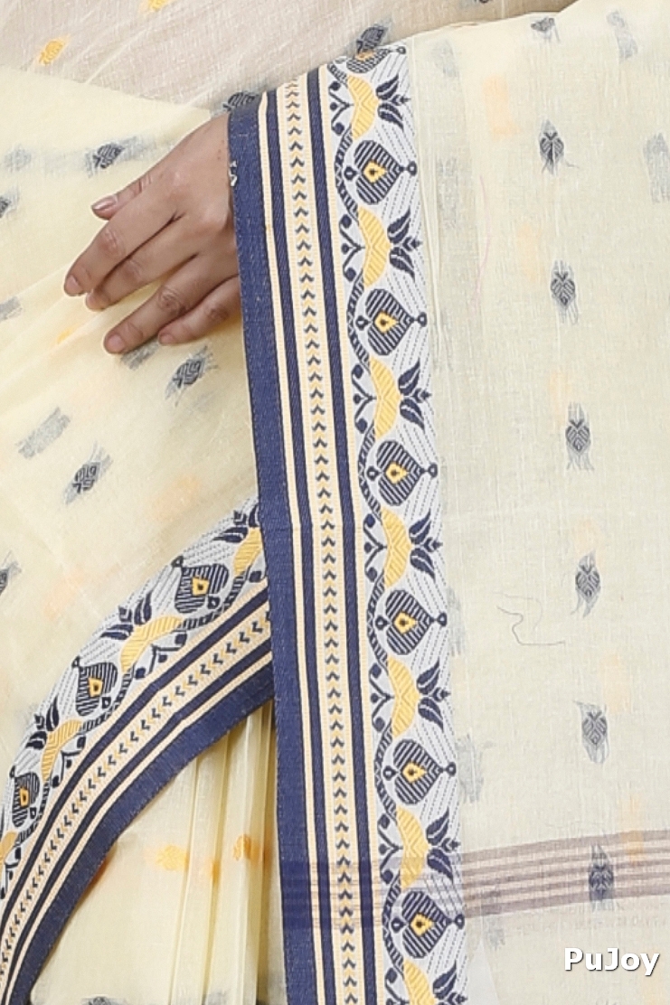 Cream Pure Cotton Uvra Tant Saree (1292)