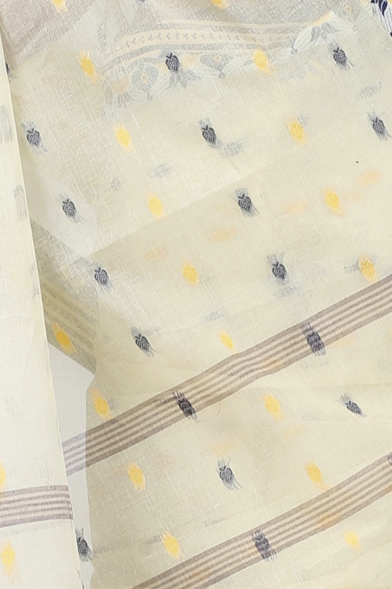 Cream Pure Cotton Uvra Tant Saree (1292)