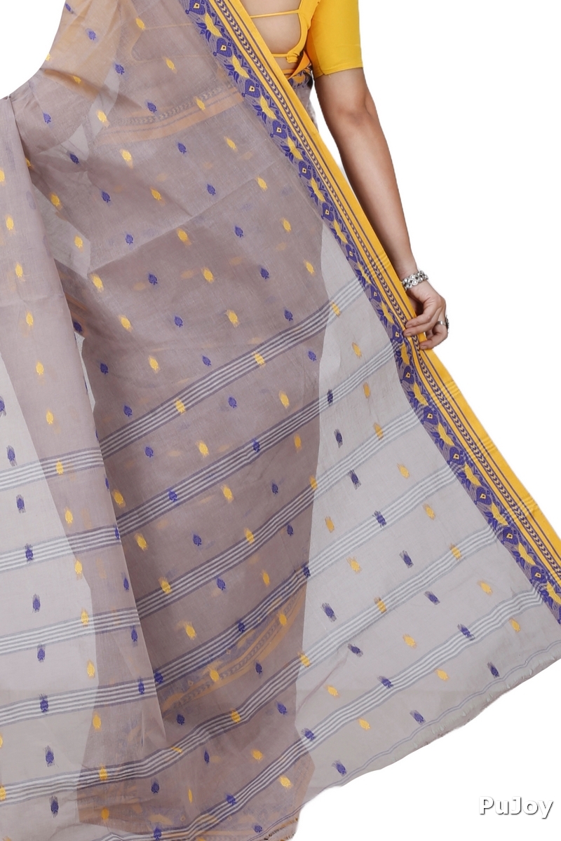 Light Brown Pure Cotton Uvra Tant Saree (1293)