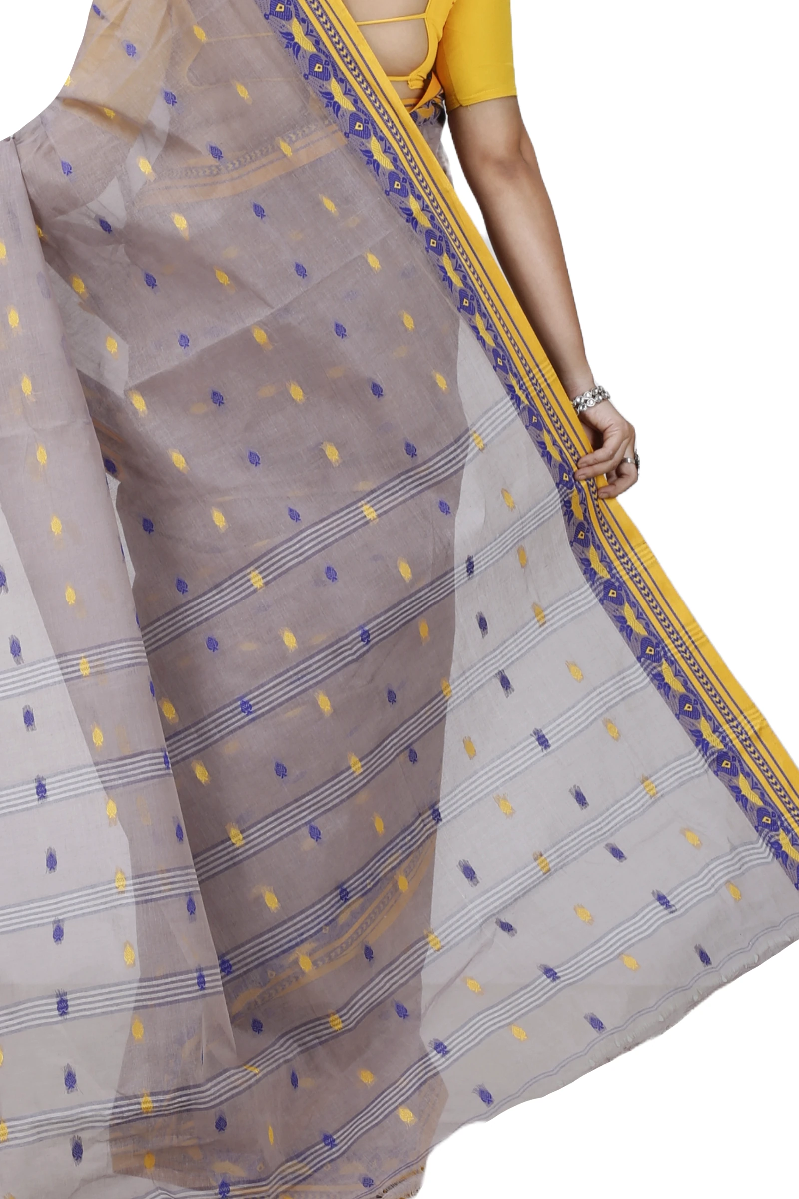 Light Brown Pure Cotton Uvra Tant Saree (1293)