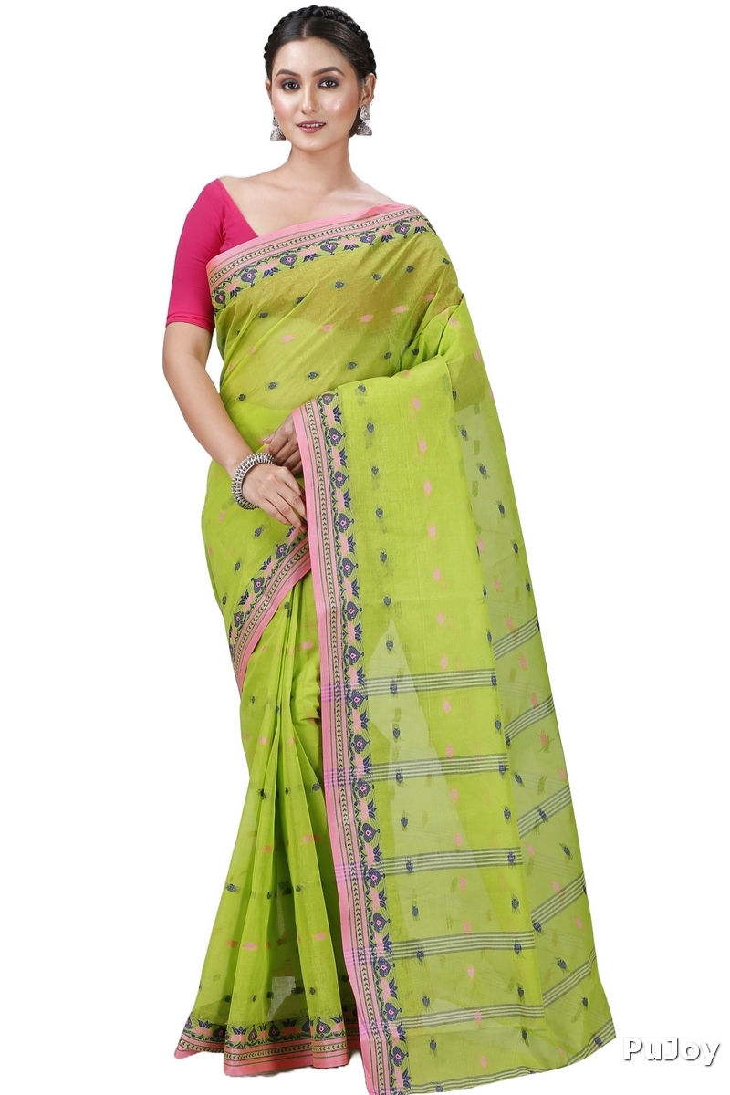 Green Pure Cotton Uvra Tant Saree (1294)
