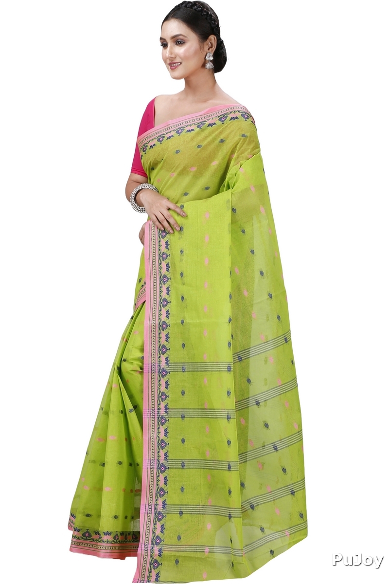 Green Pure Cotton Uvra Tant Saree (1294)