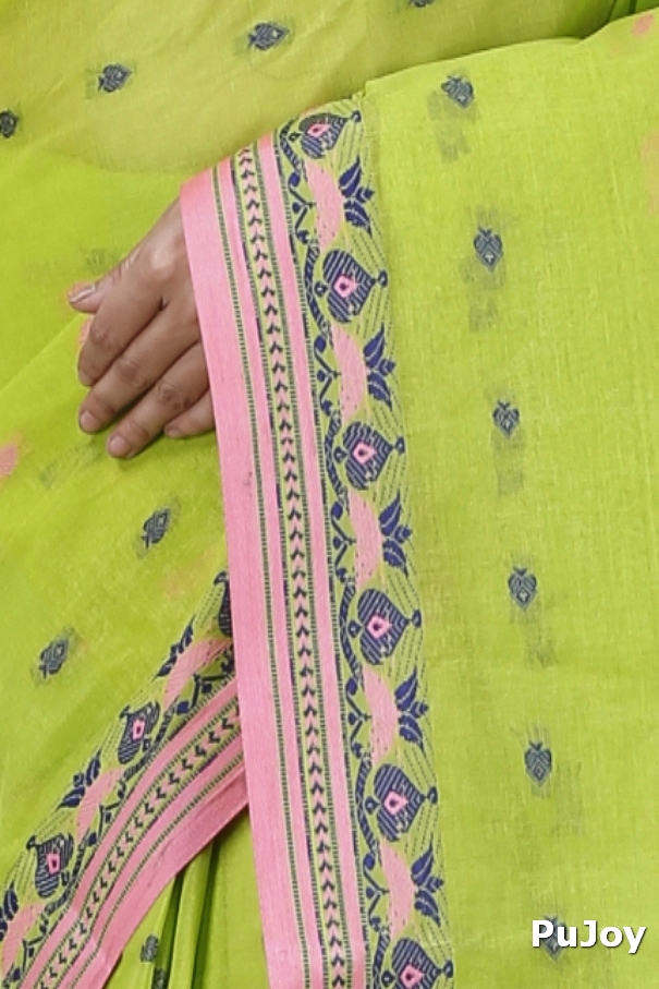 Green Pure Cotton Uvra Tant Saree (1294)