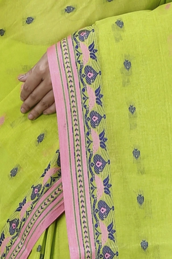 Green Pure Cotton Uvra Tant Saree (1294)