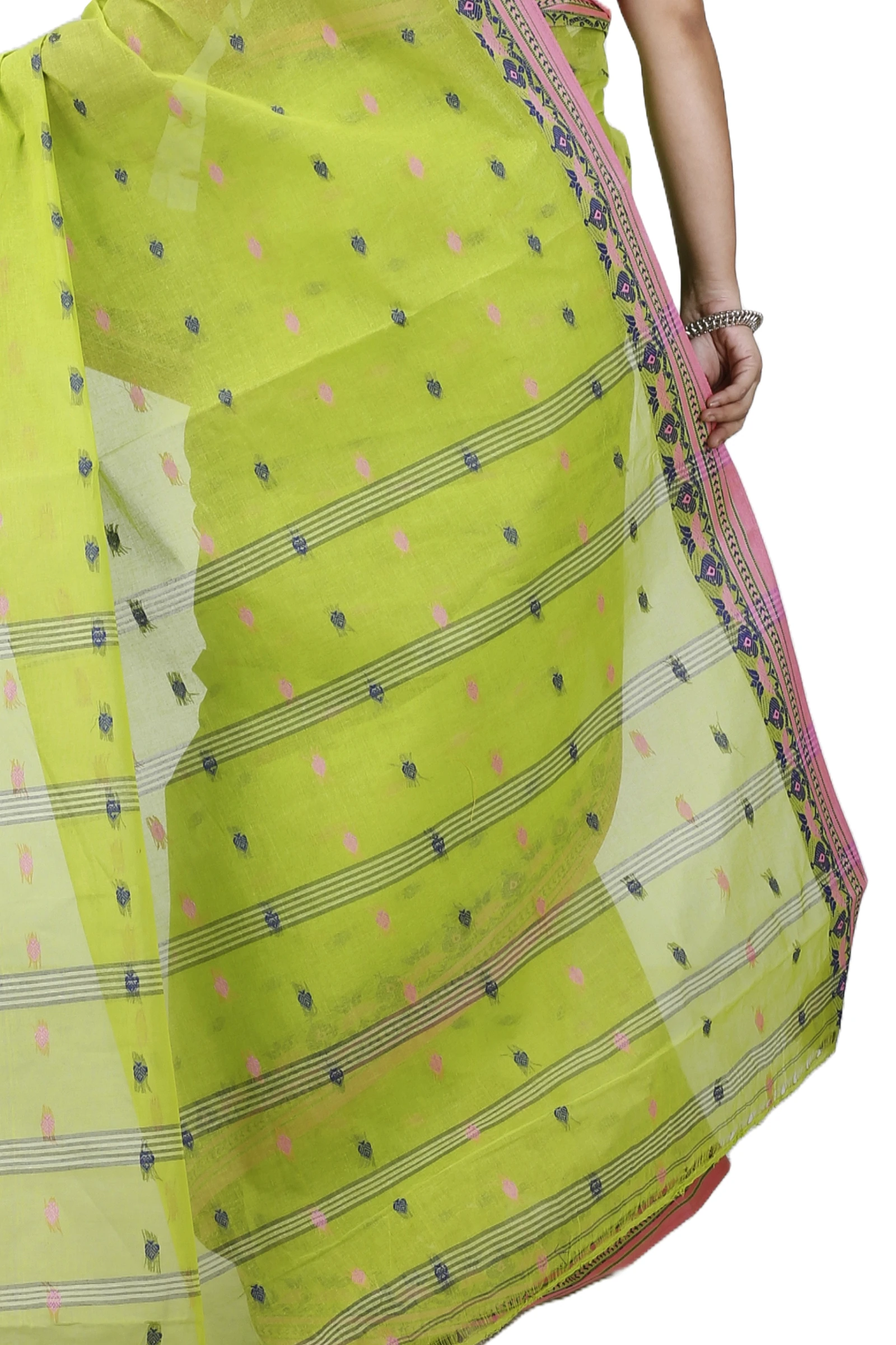 Green Pure Cotton Uvra Tant Saree (1294)