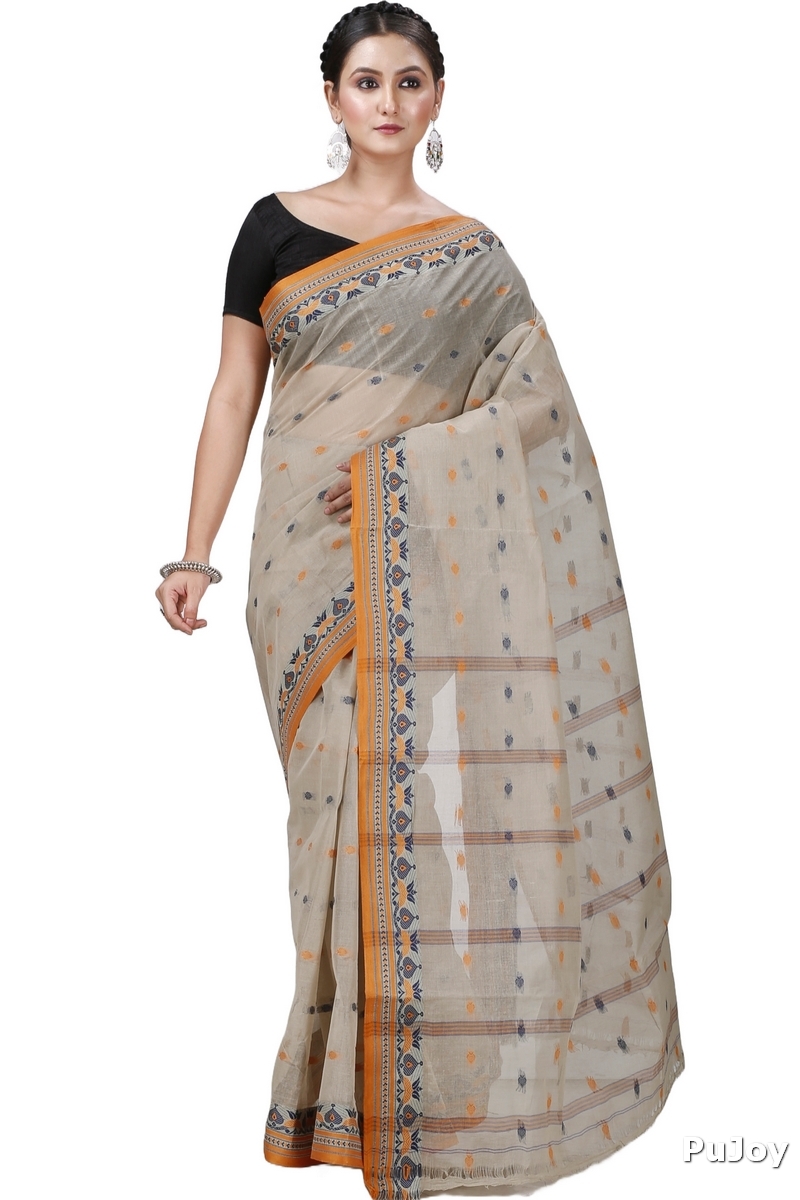 Brown Pure Cotton Uvra Tant Saree (1296)