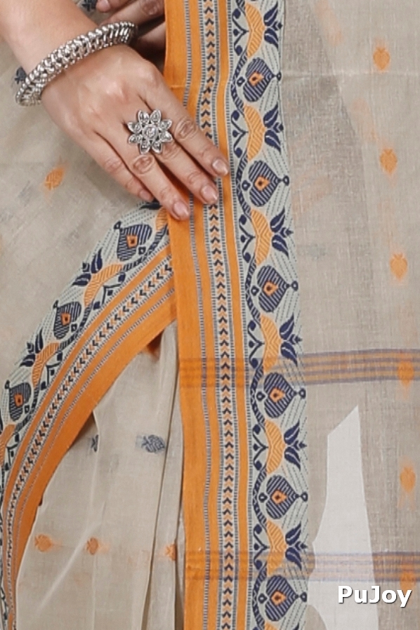 Brown Pure Cotton Uvra Tant Saree (1296)