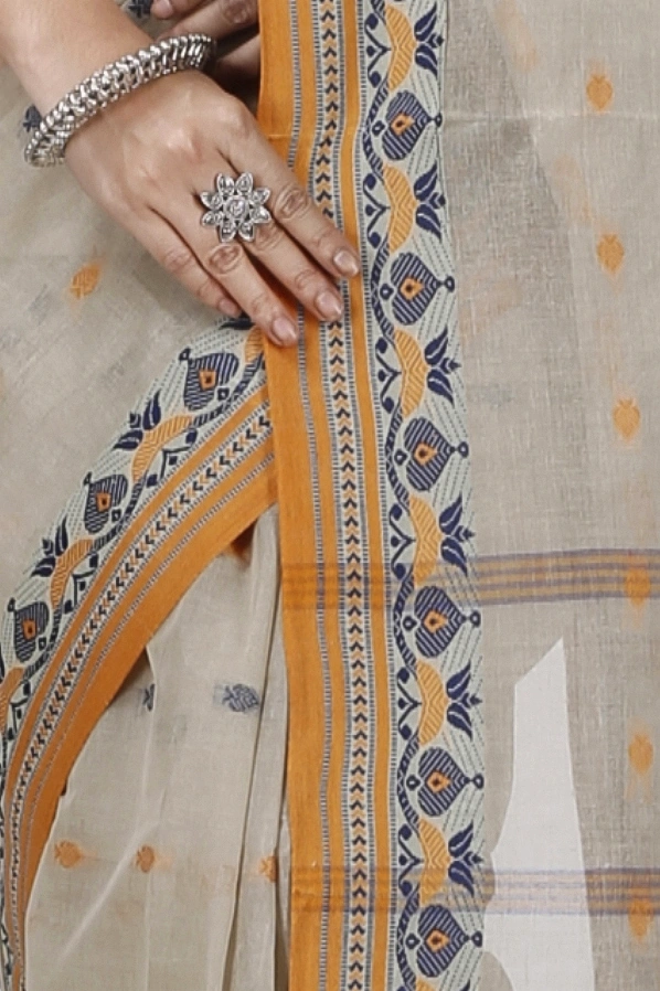 Brown Pure Cotton Uvra Tant Saree (1296)