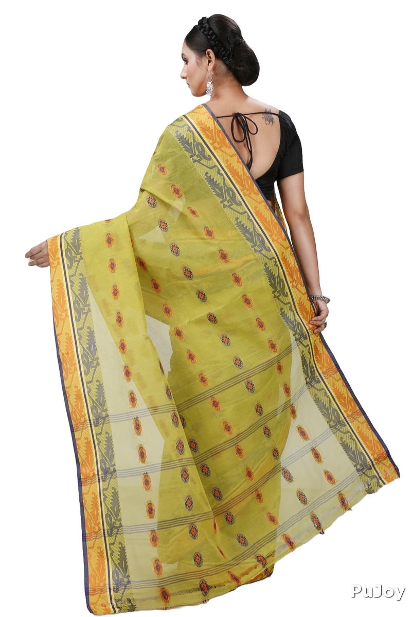 Green Pure Cotton Kutum Tant Saree (1297)