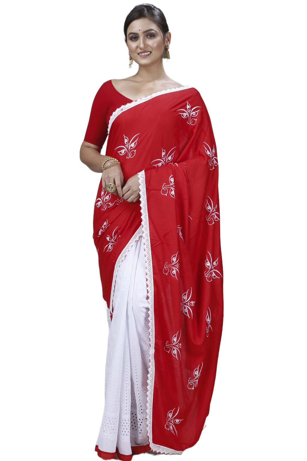 Red Pure Cotton Tiro Hand Loom Saree (13)