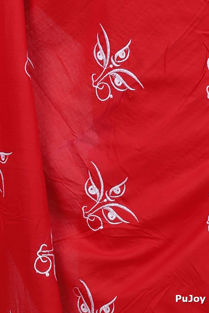 Red Pure Cotton Tiro Hand Loom Saree (13)