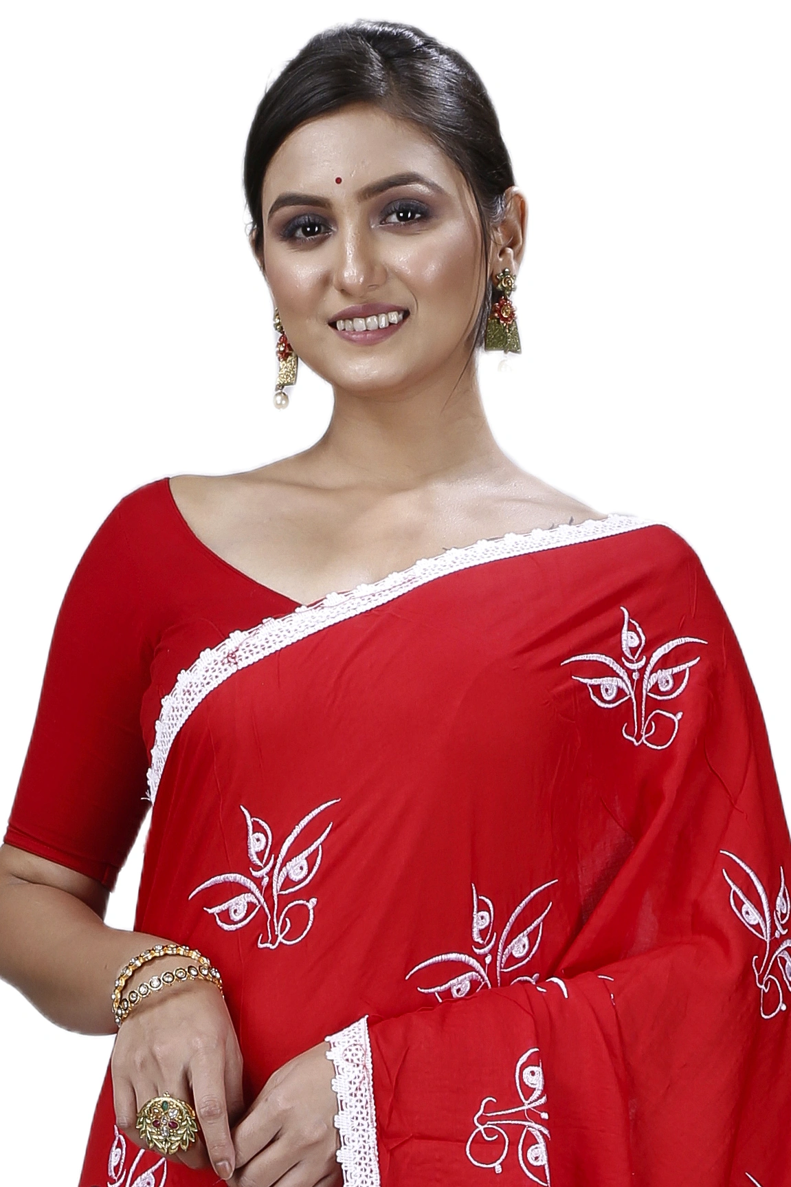 Red Pure Cotton Tiro Hand Loom Saree (13)