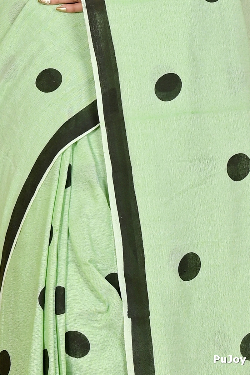 Green Pure Cotton Tip Hand Loom Saree (1300)