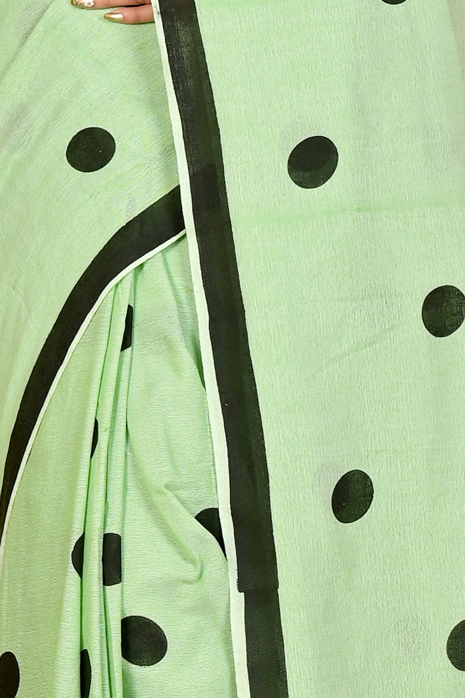 Green Pure Cotton Tip Hand Loom Saree (1300)