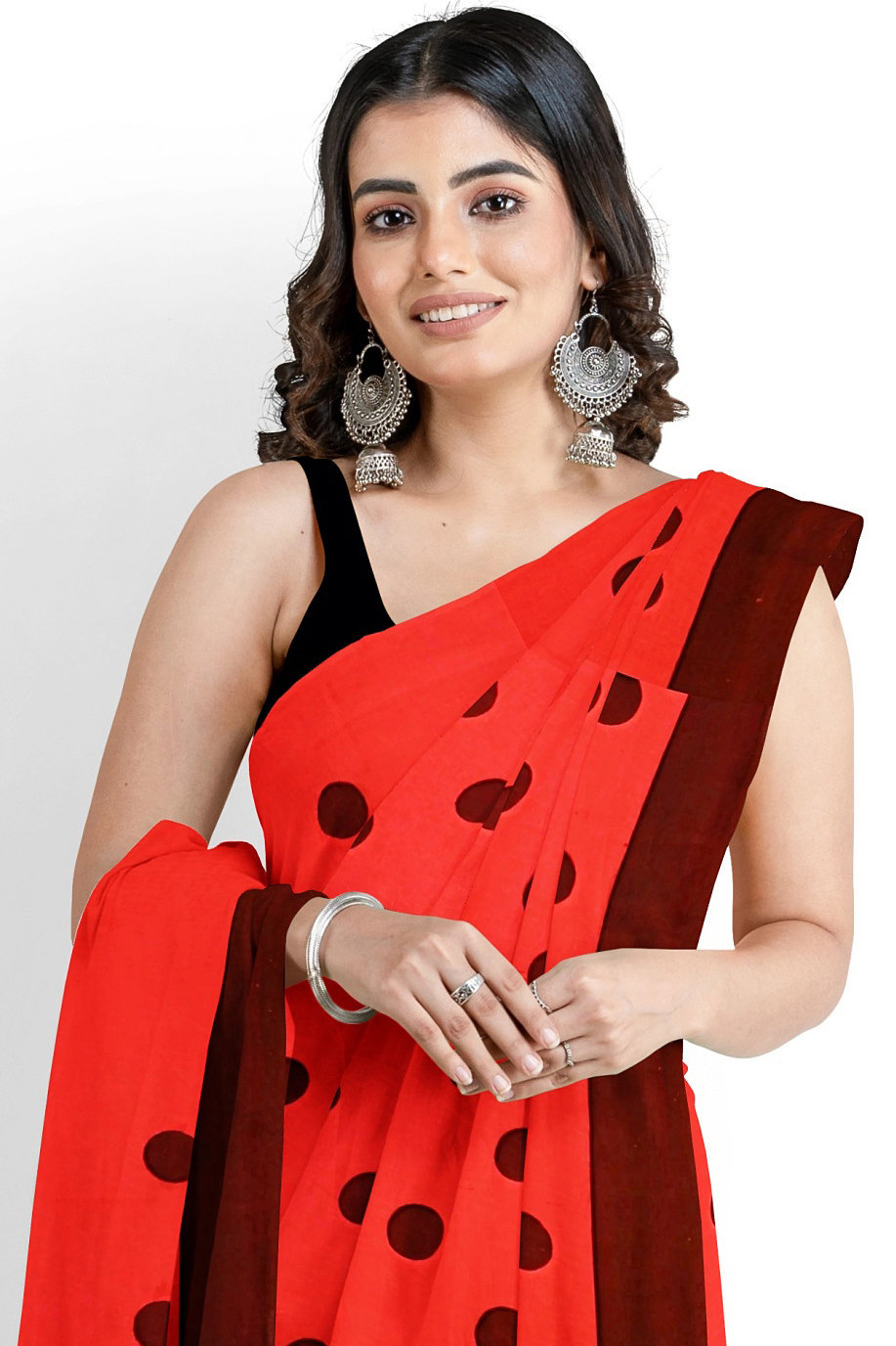 Red Pure Cotton Tip Hand Loom Saree (1302)