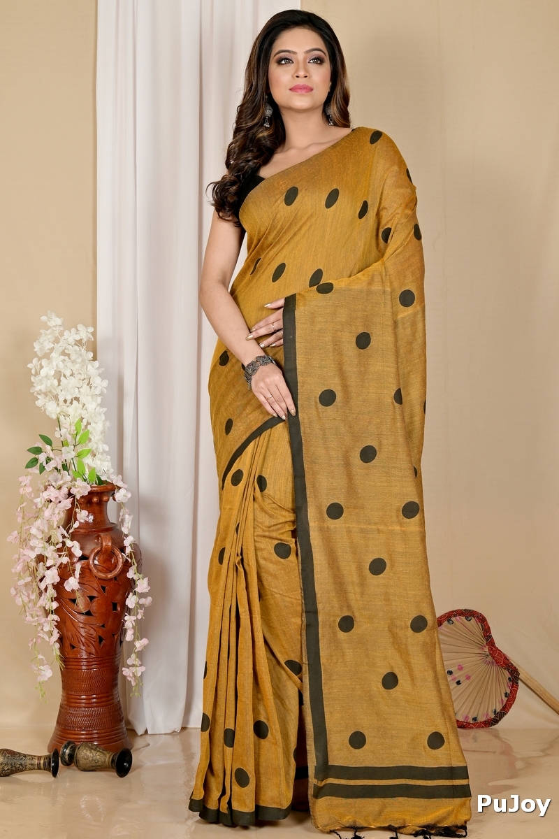 Brown Pure Cotton Tip Hand Loom Saree (1303)