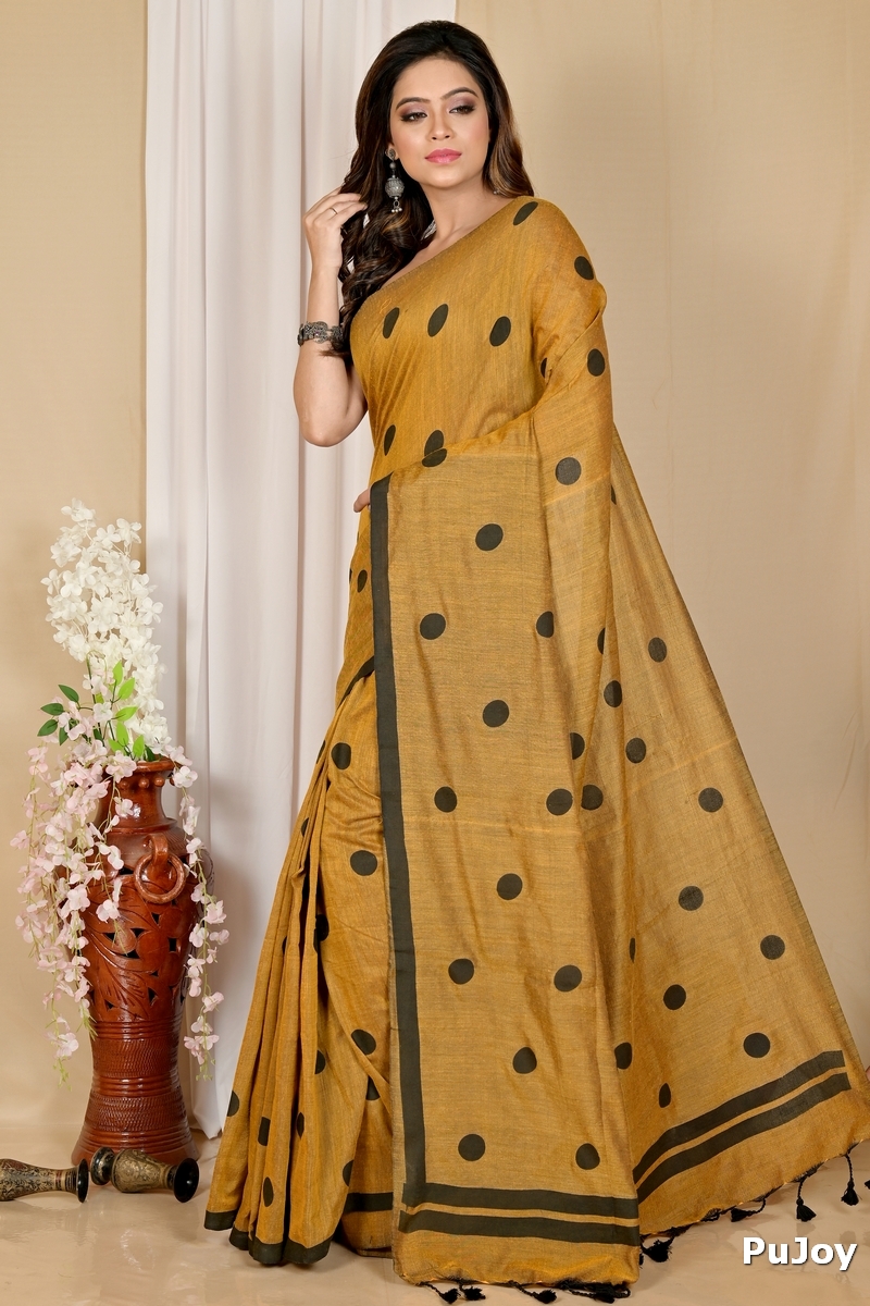Brown Pure Cotton Tip Hand Loom Saree (1303)