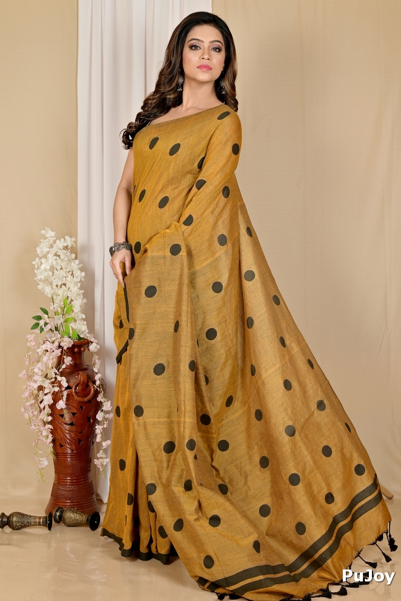 Brown Pure Cotton Tip Hand Loom Saree (1303)