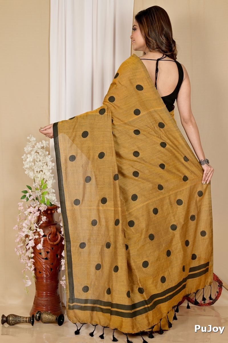 Brown Pure Cotton Tip Hand Loom Saree (1303)