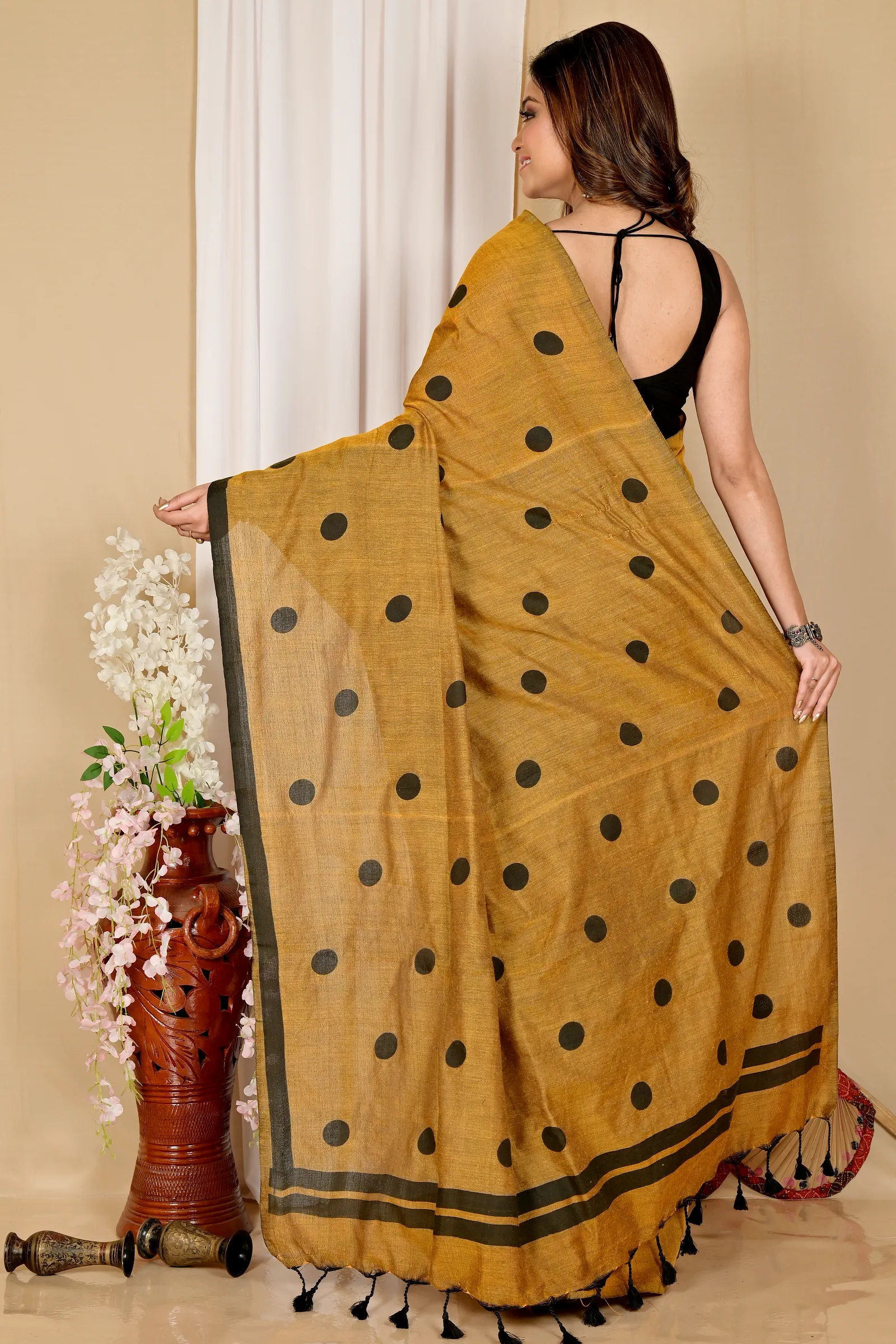 Brown Pure Cotton Tip Hand Loom Saree (1303)